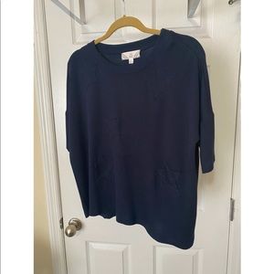 Pink Rose Navy Blue Sweater